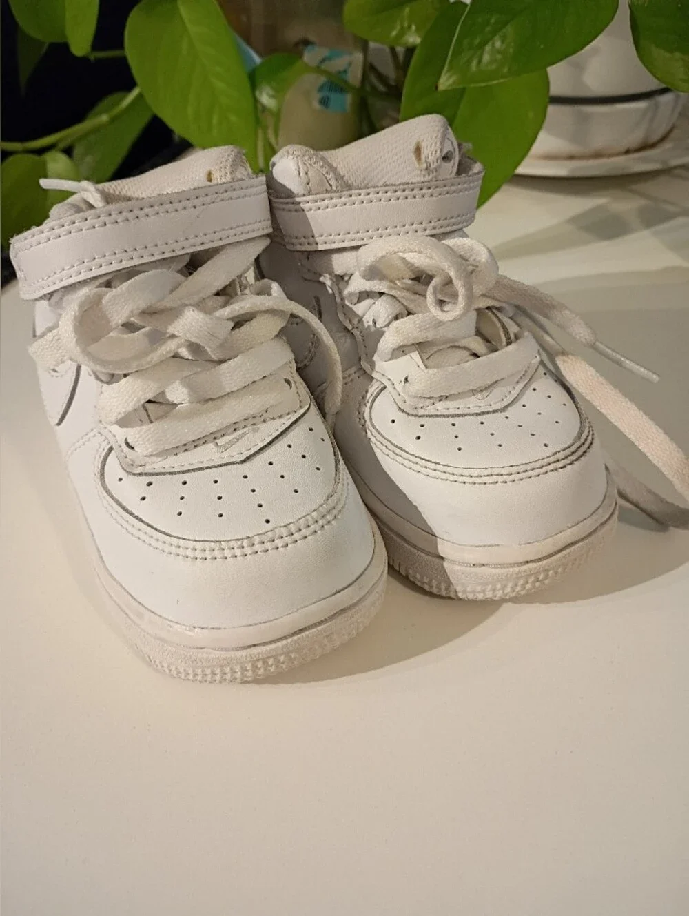 Nike Baby White High-Top Sneakers with Strap